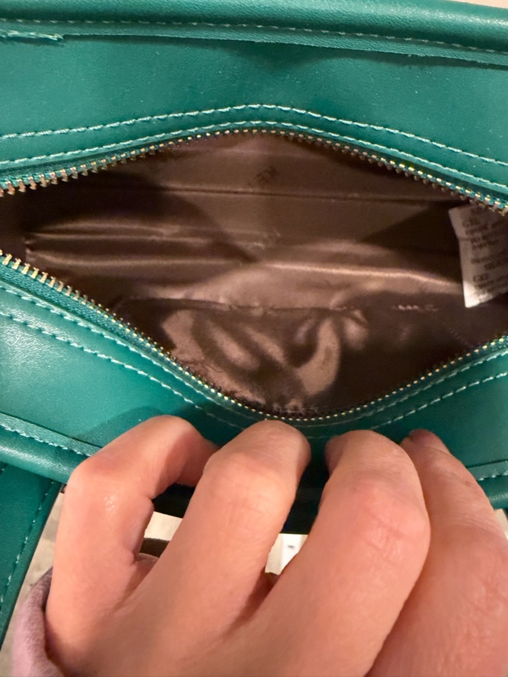 Teal Shoulder Bag with Gold Hardware - Picture 3 of 5